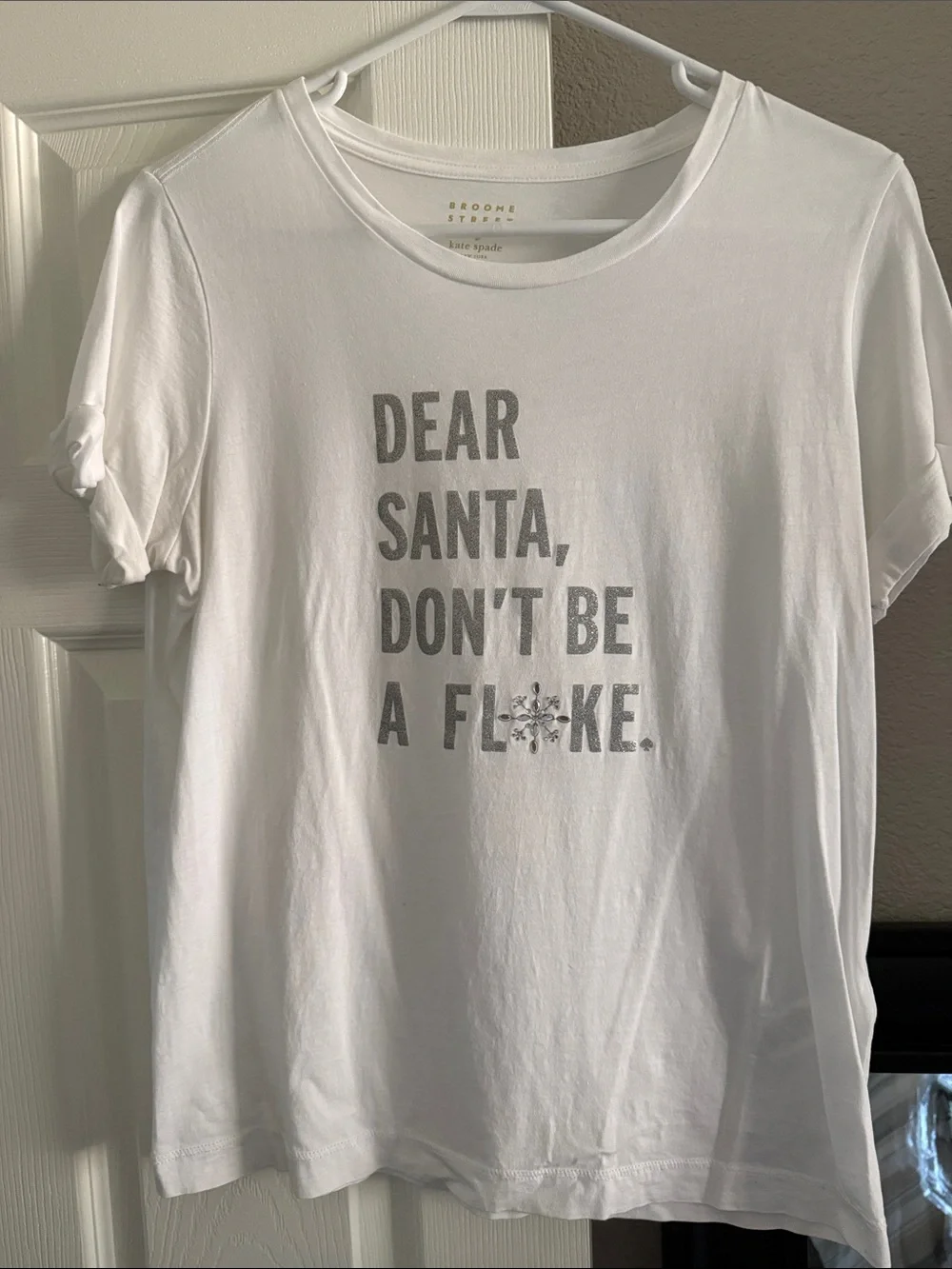 kate spade White Graphic Tee with Silver Text